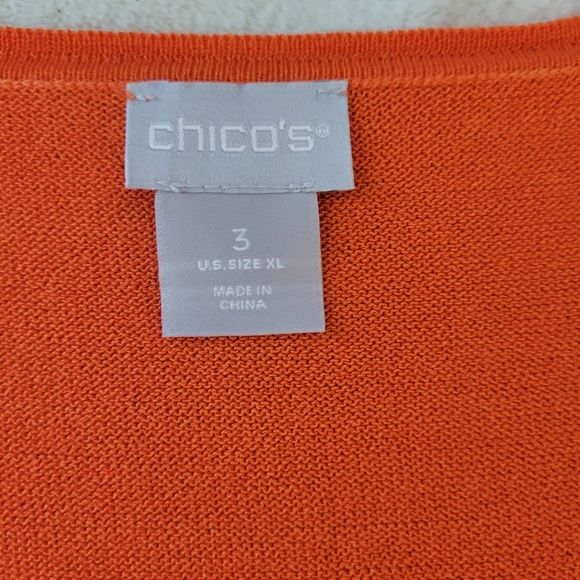 Chico's Orange Tank Sweater Size 3 Pullover Cotton Blend - Picture 7 of 10